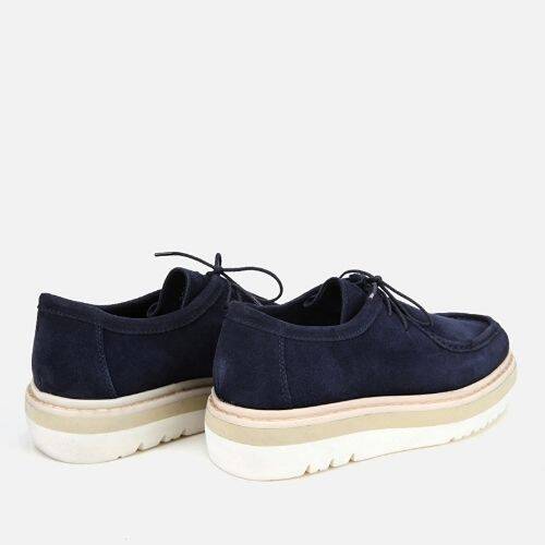 Men's Suede Leather Navy Lightweight Casual Shoes - 4