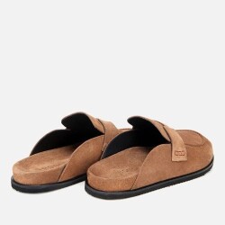 Men's Suede Tan Brown Flat Slippers - 4