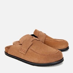 Men's Suede Tan Brown Flat Slippers - 2