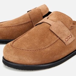 Men's Suede Tan Brown Flat Slippers - 3