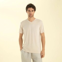 Men's V-Neck Cotton Pallas T-Shirt Beige - Vip Clothing