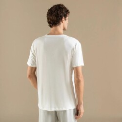 Men's V-Neck Cotton Pallas T-Shirt Ecru - 4