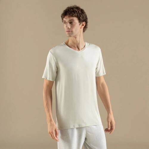 Men's V-Neck Cotton Pallas T-Shirt Green - 2