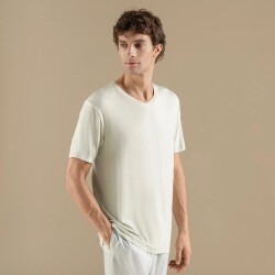Men's V-Neck Cotton Pallas T-Shirt Green - 3