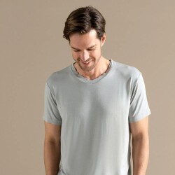 Men's V-Neck Cotton Pallas T-Shirt Light Gray - 3