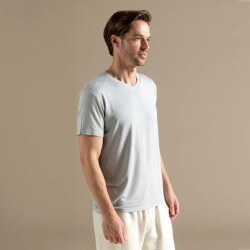 Men's V-Neck Cotton Pallas T-Shirt Light Gray - 2