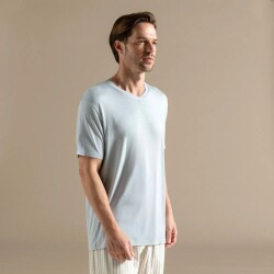 Men's V-Neck Cotton Pallas T-Shirt Pearl Blue - 3