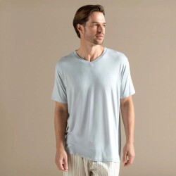 Men's V-Neck Cotton Pallas T-Shirt Pearl Blue - Vip Clothing