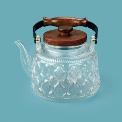 Mien Acacia Handle Teapot with Strainer - Transparent / Brown - 1 lt - 1