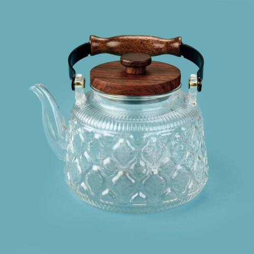 Mien Acacia Handle Teapot with Strainer - Transparent / Brown - 1 lt - 1