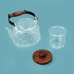 Mien Acacia Handle Teapot with Strainer - Transparent / Brown - 1 lt - 3