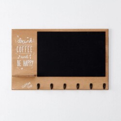 Q-Art Decorative Coffee Corner Wooden Hanger - Brown - 43x27 cm - 2