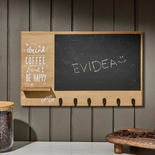 Q-Art Decorative Coffee Corner Wooden Hanger - Brown - 43x27 cm - 1
