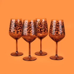 Rakle Leopard 4-Piece Stemmed Glass Set - Brown - 490 ml - Vip Living