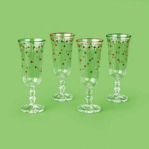 Rakle Winter Ornament 4-Piece Coffee Side Glass Set - Colorful - 120 ml - 1