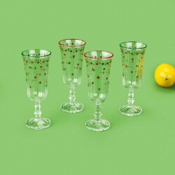 Rakle Winter Ornament 4-Piece Coffee Side Glass Set - Colorful - 120 ml - 2