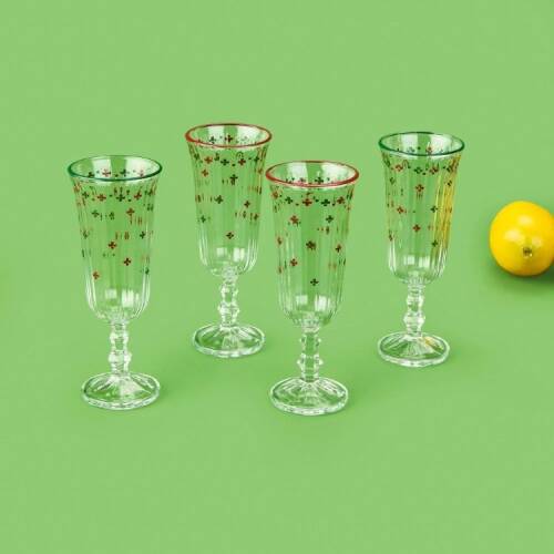Rakle Winter Ornament 4-Piece Coffee Side Glass Set - Colorful - 120 ml - 2
