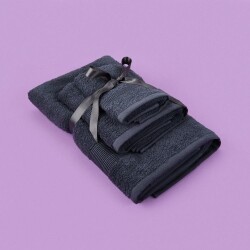 Soft 3-Piece Organic Cotton Towel Set - Anthracite 70x140 cm + 50x80 cm + 30x50 cm - 2