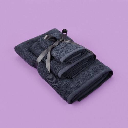 Soft 3-Piece Organic Cotton Towel Set - Anthracite 70x140 cm + 50x80 cm + 30x50 cm - 2