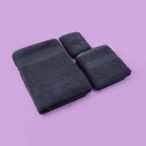Soft 3-Piece Organic Cotton Towel Set - Anthracite 70x140 cm + 50x80 cm + 30x50 cm - 3