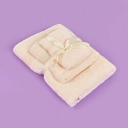 Soft 3-Piece Organic Cotton Towel Set - Ecru 70x140 cm + 50x80 cm + 30x50 cm - 2
