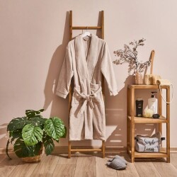 Soft Antwerp Organic Cotton Women's Bathrobe - Cream - S / M - 1