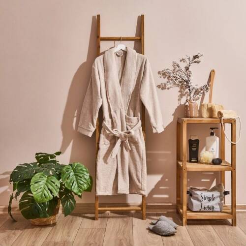 Soft Antwerp Organic Cotton Women's Bathrobe - Cream - S / M - 1