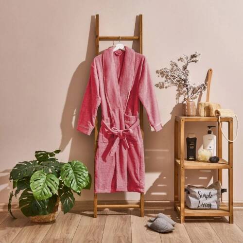 Soft Anvers Organic Cotton Women's Bathrobe - Rose Pink - L / XL - 1