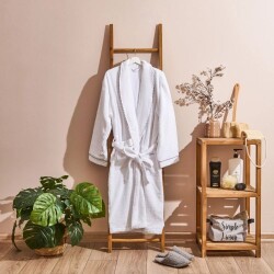 Soft Gent Organic Cotton Men's Bathrobe - White - S / M - 1