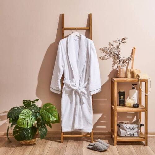Soft Gent Organic Cotton Men's Bathrobe - White - S / M - 1