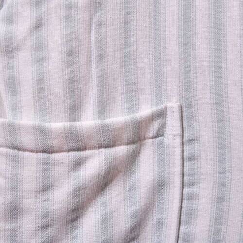 Soft Kimono Striped Organic Cotton Men's Bathrobe - White / Blue - S / M - 3