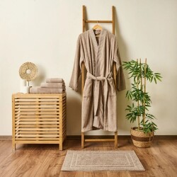 Soft Premium Organic Cotton Unisex Bathrobe - Beige - S / M - Vip Living