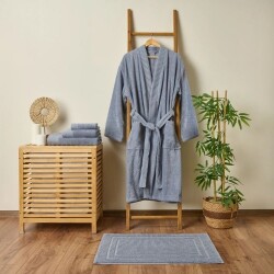 Soft Premium Organic Cotton Unisex Bathrobe - Blue - L / XL - Luxury Home
