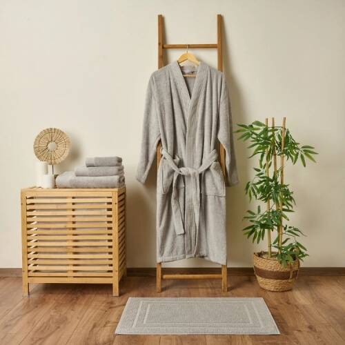 Soft Premium Organic Cotton Unisex Bathrobe - Gray - L / XL - 1