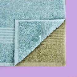 Soft Samantha 2-Piece Organic Cotton Towel Set - Khaki / Blue - 50x100 cm - 4
