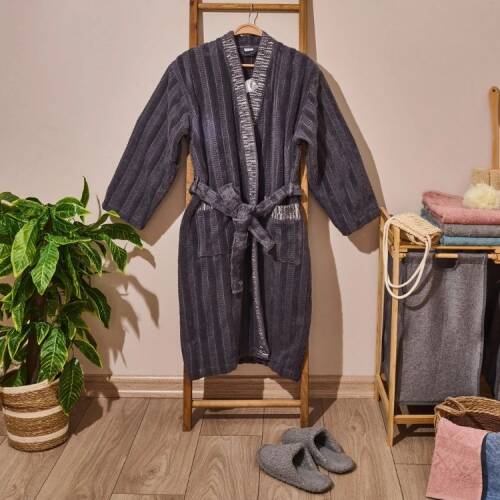 Soft Sun Madness Organic Cotton Unisex Bathrobe - Grey - L/XL - 1