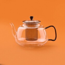Tohana Glass Teapot with Strainer - Transparent / Anthracite - 1100 ml - Vip Living