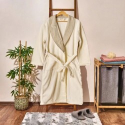 Unisex Organic Cotton Alise Bathrobe - Ecru - S/M - Luxury Home