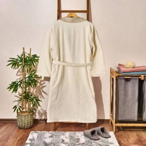 Unisex Organic Cotton Alise Bathrobe - Ecru - S/M - 2