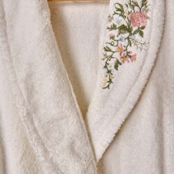 Unisex Organic Cotton Myhome Elanor Bathrobe - Ecru - S/M - 4