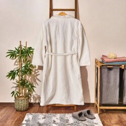 Unisex Organic Cotton Myhome Elanor Bathrobe - Ecru - S/M - 2