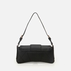 Women's Black Asymmetric Crossbody Bag with Buckle Detail - 5