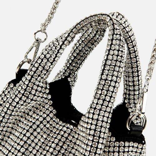 Women's Black Embellished Clutch Evening Bag - 3