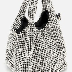 Women's Black Embellished Clutch Evening Bag - 4