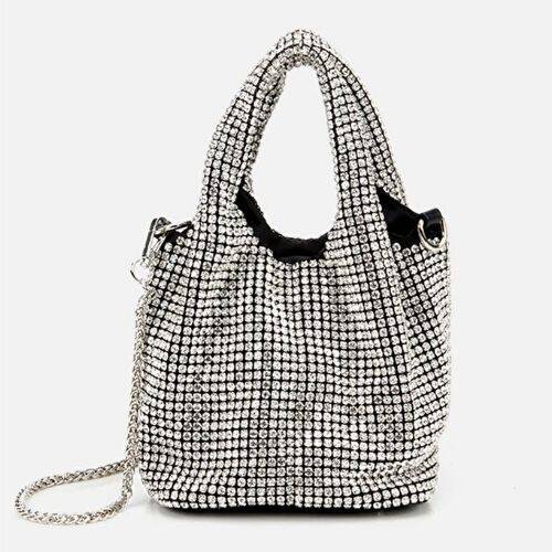 Women's Black Embellished Clutch Evening Bag - 1