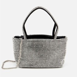 Women's Black Embellished Clutch Evening Bag - Luxury Bag