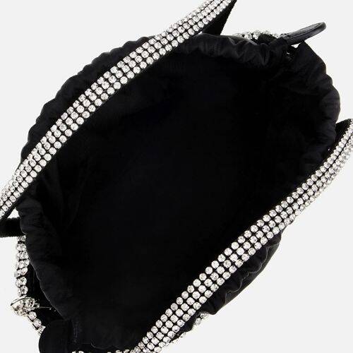 Women's Black Embellished Clutch Evening Bag - 5
