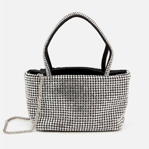 Women's Black Embellished Clutch Evening Bag - 1