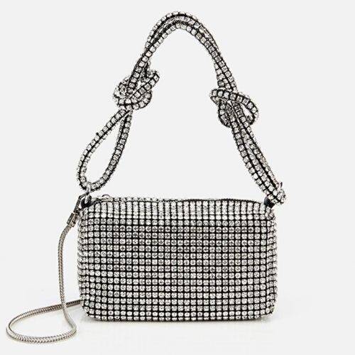 Women's Black Embellished Clutch Evening Bag - 1
