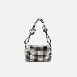 Women's Black Embellished Clutch Evening Bag - 5